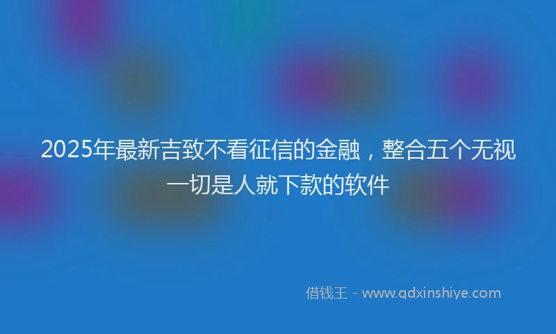 2025年最新吉致不看征信的金融，整合五个无视一切是人就下款的软件