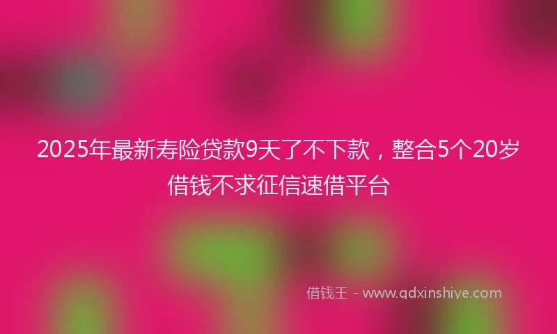 2025年最新寿险贷款9天了不下款，整合5个20岁借钱不求征信速借平台