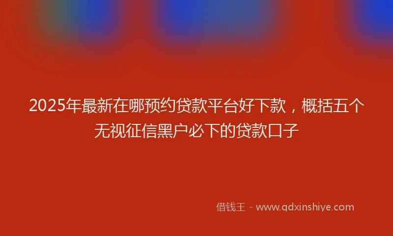 2025年最新在哪预约贷款平台好下款，概括五个无视征信黑户必下的贷款口子