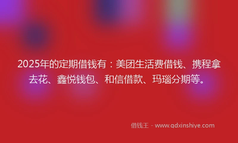 2025年的定期借钱有：美团生活费借钱、携程拿去花、鑫悦钱包、和信借款、玛瑙分期等。