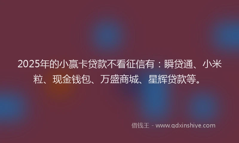 2025年的小赢卡贷款不看征信有：瞬贷通、小米粒、现金钱包、万盛商城、星辉贷款等。