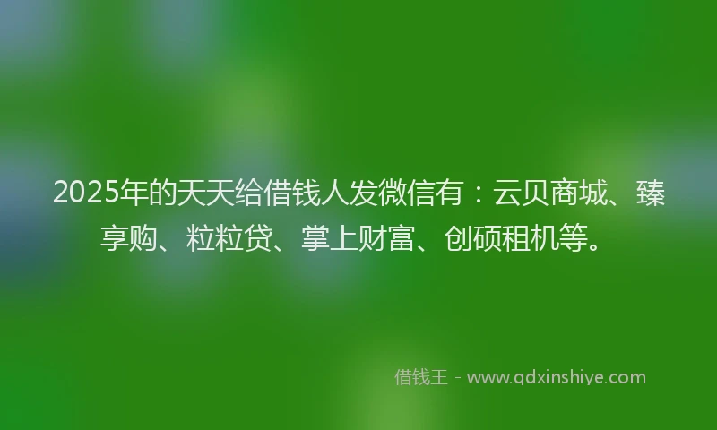 2025年的天天给借钱人发微信有：云贝商城、臻享购、粒粒贷、掌上财富、创硕租机等。