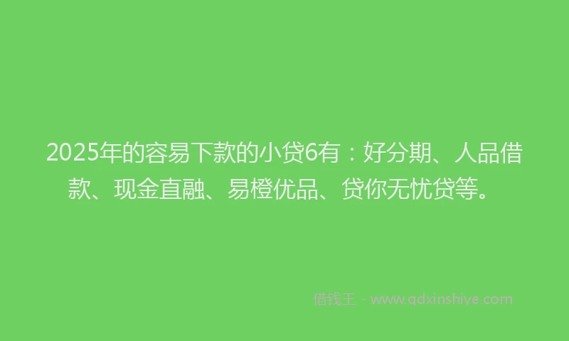 2025年的容易下款的小贷6有:好分期、人品借款、现金直融、易橙优品、贷你无忧贷等。