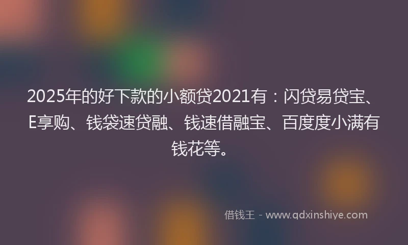 2025年的好下款的小额贷2021有：闪贷易贷宝、E享购、钱袋速贷融、钱速借融宝、百度度小满有钱花等。