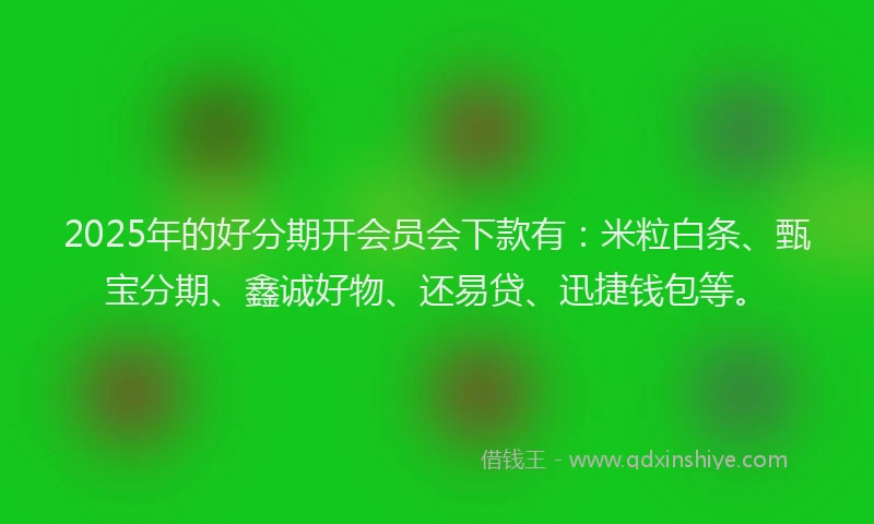 2025年的好分期开会员会下款有：米粒白条、甄宝分期、鑫诚好物、还易贷、迅捷钱包等。
