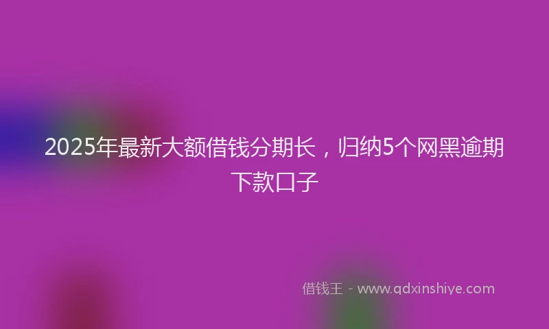 2025年最新大额借钱分期长，归纳5个网黑逾期下款口子