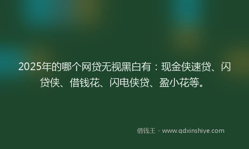 2025年的哪个网贷无视黑白有：现金侠速贷、闪贷侠、借钱花、闪电侠贷、盈小花等。