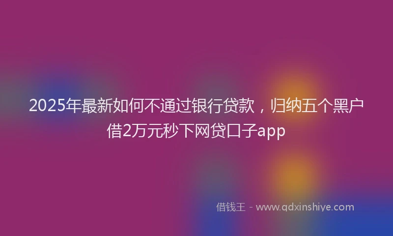 2025年最新如何不通过银行贷款，归纳五个黑户借2万元秒下网贷口子app