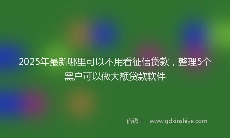 2025年最新哪里可以不用看征信贷款，整理5个黑户可以做大额贷款软件