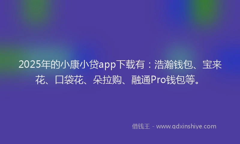 2025年的小康小贷app下载有：浩瀚钱包、宝来花、口袋花、朵拉购、融通Pro钱包等。