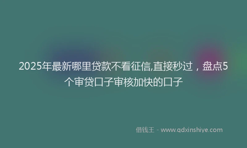 2025年最新哪里贷款不看征信,直接秒过，盘点5个审贷口子审核加快的口子