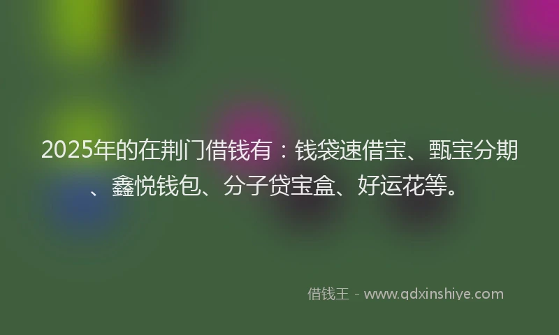 2025年的在荆门借钱有：钱袋速借宝、甄宝分期、鑫悦钱包、分子贷宝盒、好运花等。