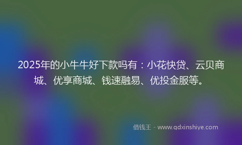 2025年的小牛牛好下款吗有：小花快贷、云贝商城、优享商城、钱速融易、优投金服等。