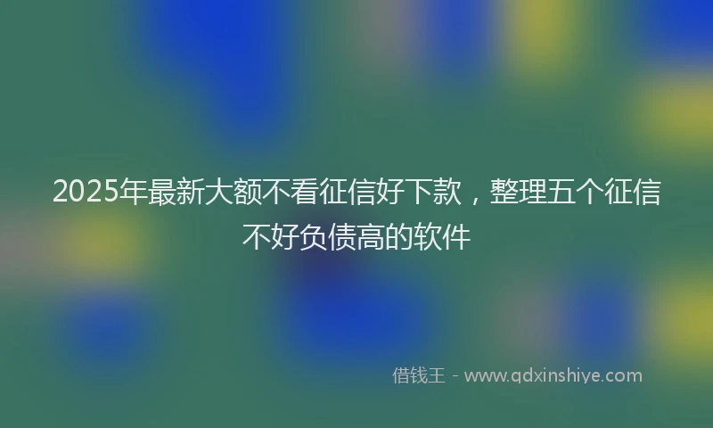 2025年最新大额不看征信好下款，整理五个征信不好负债高的软件