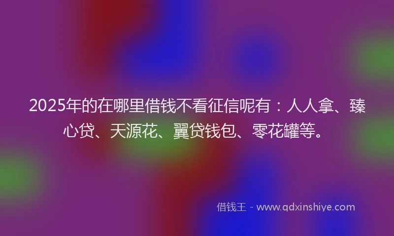 2025年的在哪里借钱不看征信呢有：人人拿、臻心贷、天源花、翼贷钱包、零花罐等。