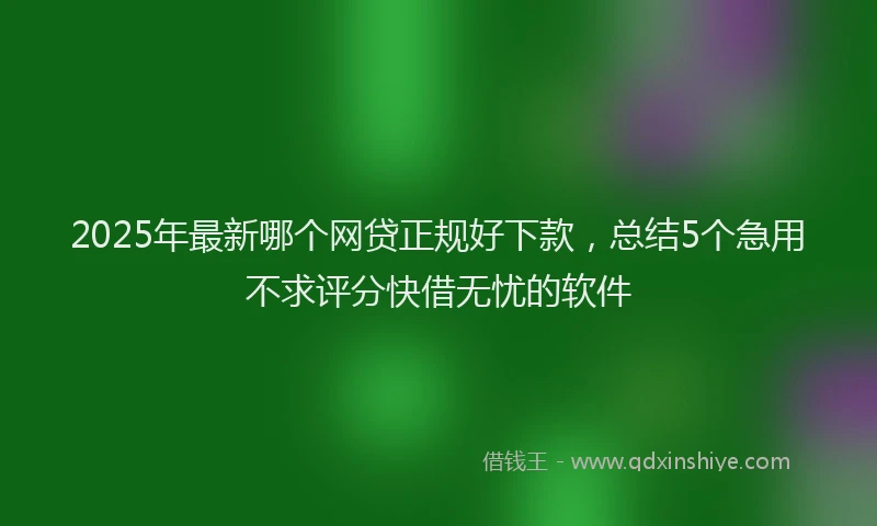 2025年最新哪个网贷正规好下款，总结5个急用不求评分快借无忧的软件