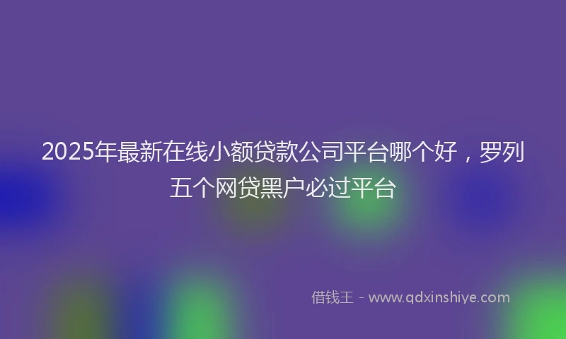 2025年最新在线小额贷款公司平台哪个好，罗列五个网贷黑户必过平台