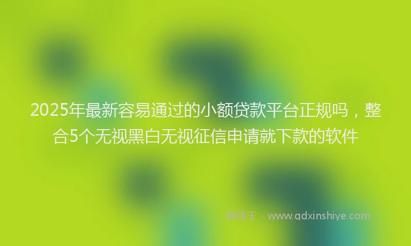 2025年最新容易通过的小额贷款平台正规吗，整合5个无视黑白无视征信申请就下款的软件