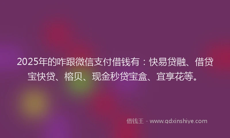 2025年的咋跟微信支付借钱有：快易贷融、借贷宝快贷、榕贝、现金秒贷宝盒、宜享花等。