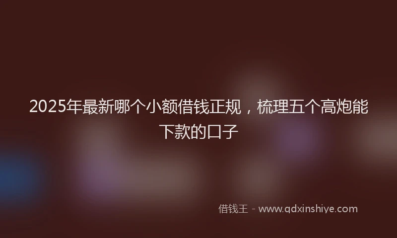 2025年最新哪个小额借钱正规，梳理五个高炮能下款的口子