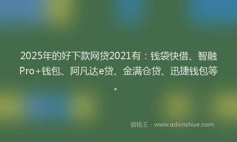 2025年的好下款网贷2021有：钱袋快借、智融Pro+钱包、阿凡达e贷、金满仓贷、迅捷钱包等。