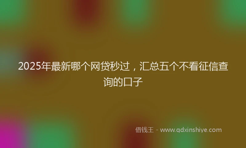 2025年最新哪个网贷秒过，汇总五个不看征信查询的口子