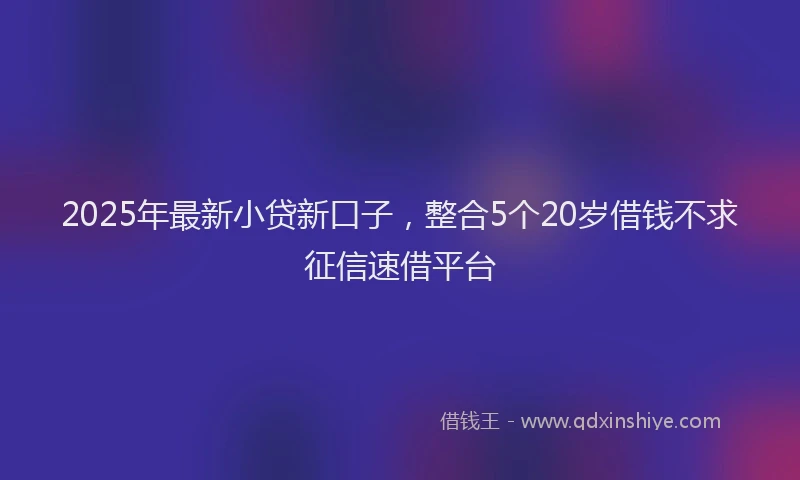2025年最新小贷新口子，整合5个20岁借钱不求征信速借平台