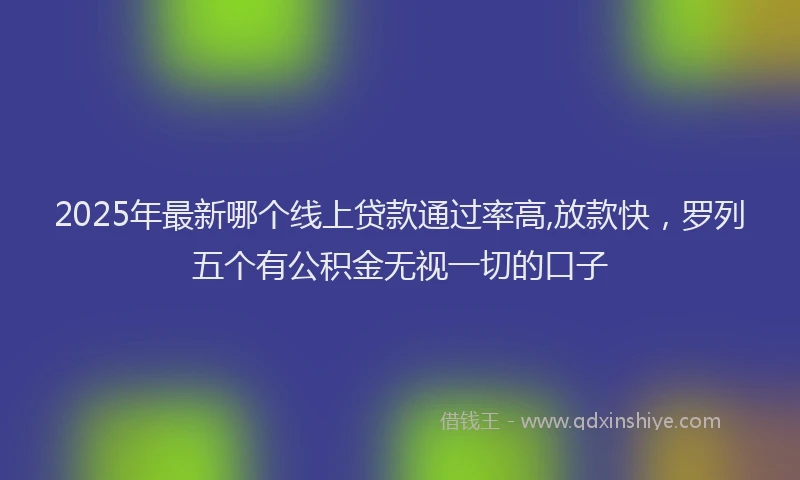 2025年最新哪个线上贷款通过率高,放款快，罗列五个有公积金无视一切的口子