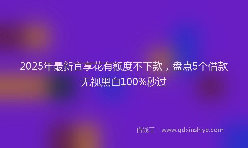 2025年最新宜享花有额度不下款，盘点5个借款无视黑白100%秒过
