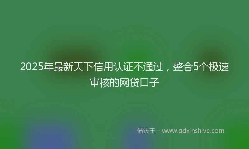 2025年最新天下信用认证不通过，整合5个极速审核的网贷口子