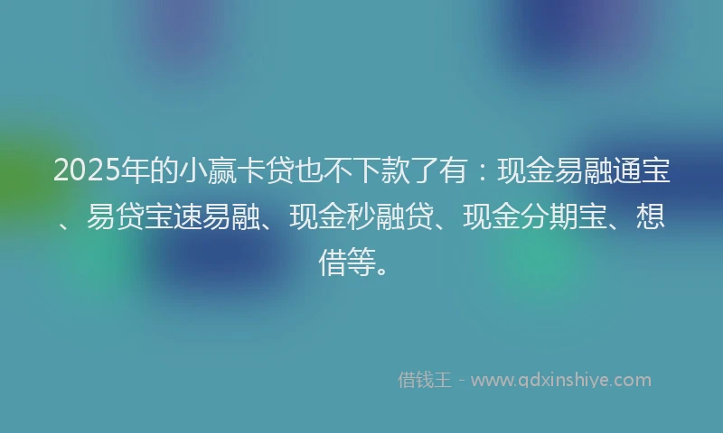 2025年的小赢卡贷也不下款了有：现金易融通宝、易贷宝速易融、现金秒融贷、现金分期宝、想借等。