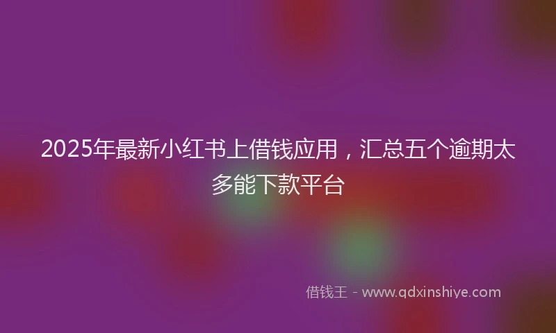 2025年最新小红书上借钱应用，汇总五个逾期太多能下款平台