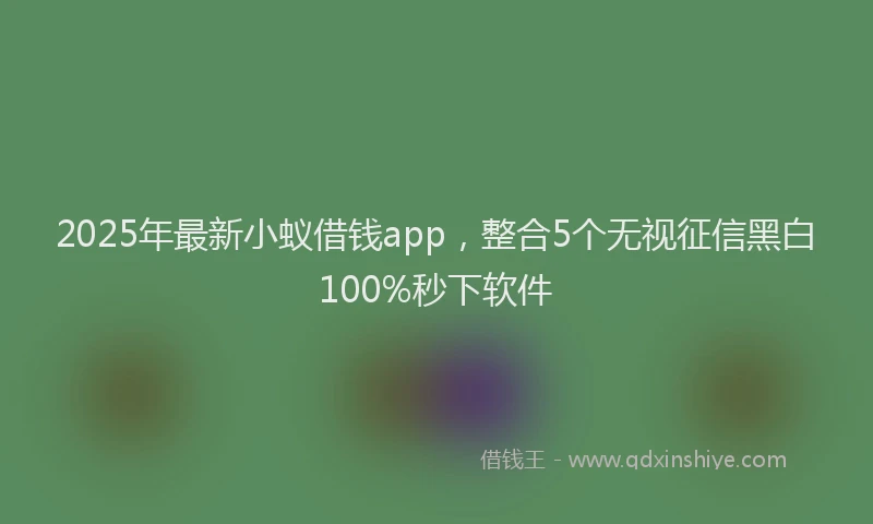 2025年最新小蚁借钱app，整合5个无视征信黑白100%秒下软件