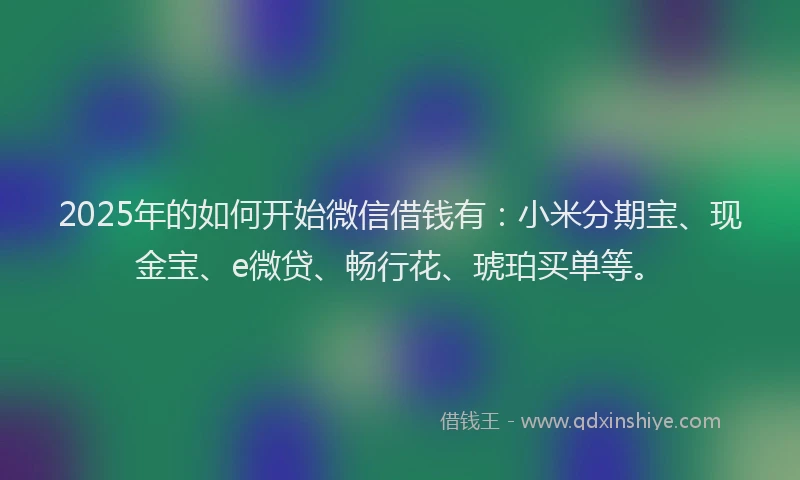 2025年的如何开始微信借钱有：小米分期宝、现金宝、e微贷、畅行花、琥珀买单等。