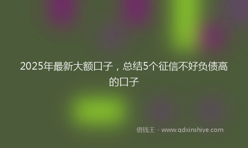 2025年最新大额口子，总结5个征信不好负债高的口子
