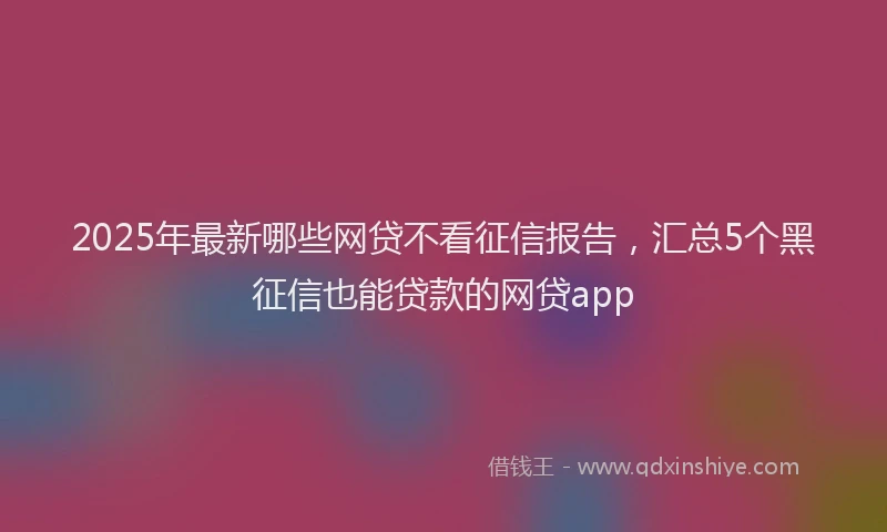 2025年最新哪些网贷不看征信报告，汇总5个黑征信也能贷款的网贷app