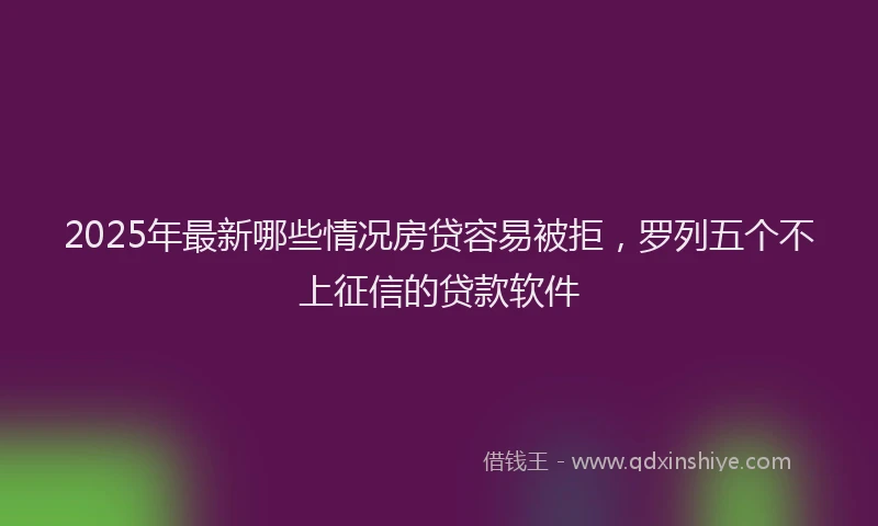 2025年最新哪些情况房贷容易被拒，罗列五个不上征信的贷款软件