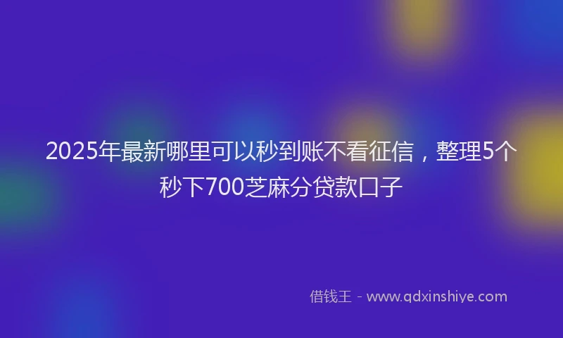 2025年最新哪里可以秒到账不看征信，整理5个秒下700芝麻分贷款口子