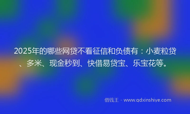 2025年的哪些网贷不看征信和负债有：小麦粒贷、多米、现金秒到、快借易贷宝、乐宝花等。