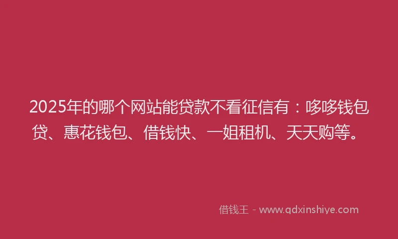 2025年的哪个网站能贷款不看征信有：哆哆钱包贷、惠花钱包、借钱快、一姐租机、天天购等。