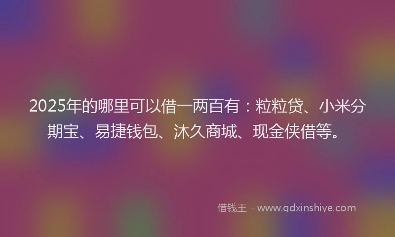 2025年的哪里可以借一两百有：粒粒贷、小米分期宝、易捷钱包、沐久商城、现金侠借等。