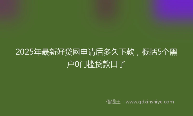 2025年最新好贷网申请后多久下款，概括5个黑户0门槛贷款口子