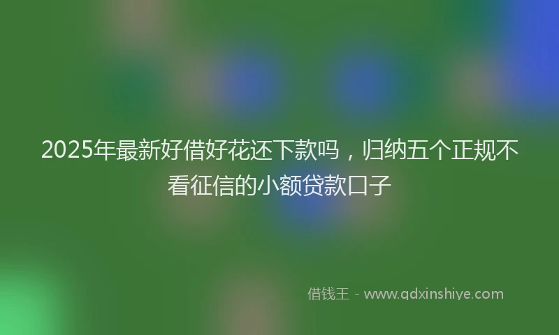 2025年最新好借好花还下款吗，归纳五个正规不看征信的小额贷款口子