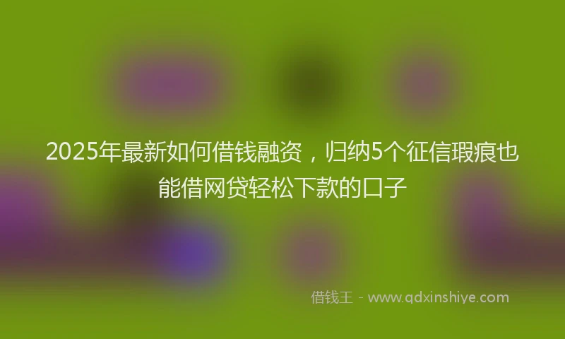 2025年最新如何借钱融资，归纳5个征信瑕疵也能借网贷轻松下款的口子