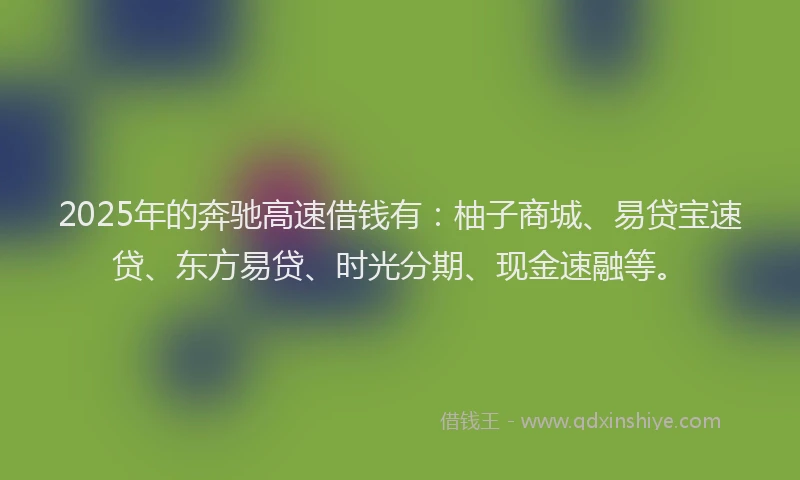 2025年的奔驰高速借钱有：柚子商城、易贷宝速贷、东方易贷、时光分期、现金速融等。