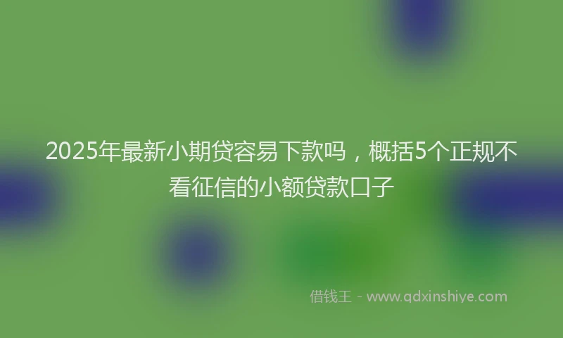2025年最新小期贷容易下款吗，概括5个正规不看征信的小额贷款口子