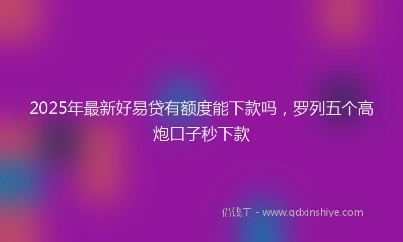 2025年最新好易贷有额度能下款吗，罗列五个高炮口子秒下款