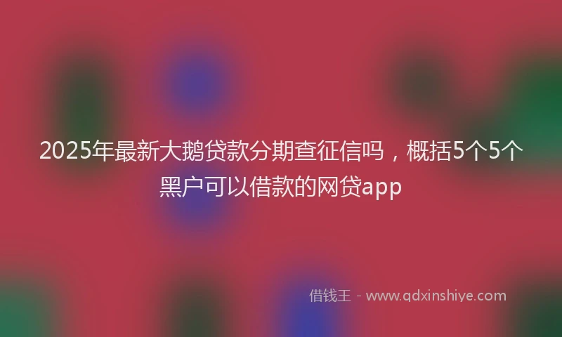 2025年最新大鹅贷款分期查征信吗，概括5个5个黑户可以借款的网贷app