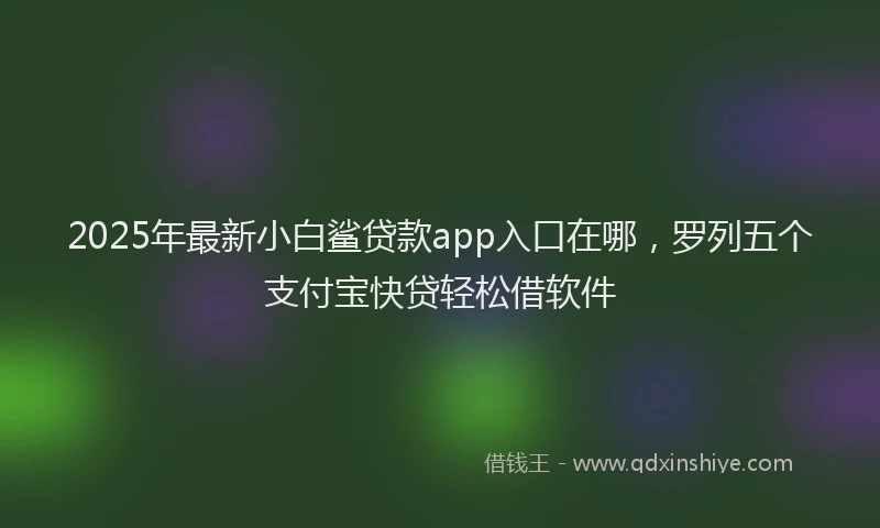 2025年最新小白鲨贷款app入口在哪，罗列五个支付宝快贷轻松借软件