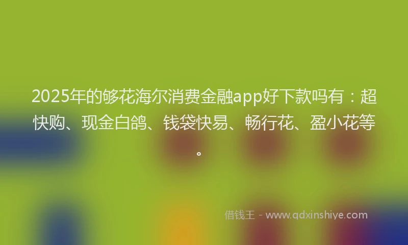2025年的够花海尔消费金融app好下款吗有：超快购、现金白鸽、钱袋快易、畅行花、盈小花等。
